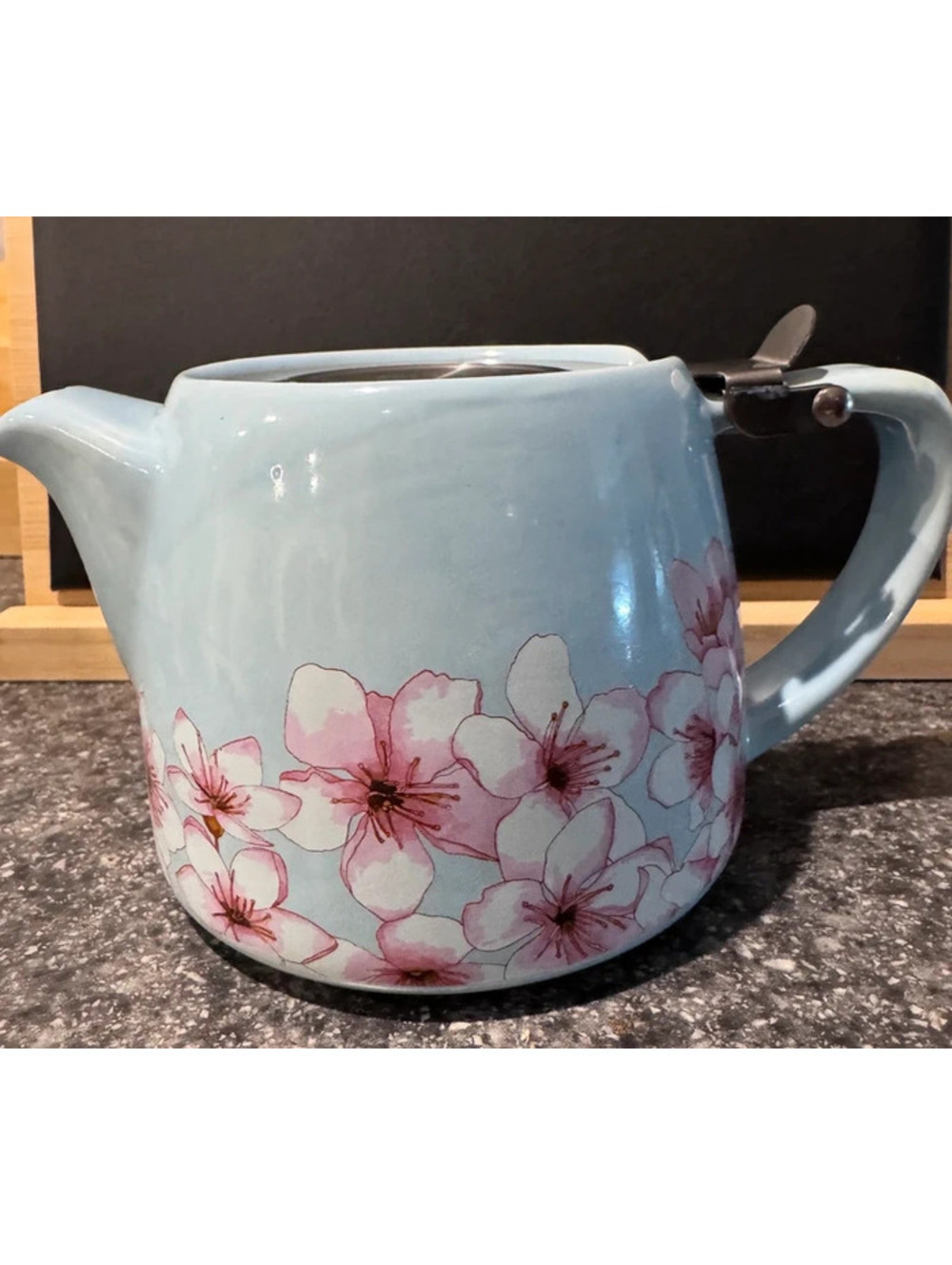 Ceramic Cherry Blossom Teapot with Infuser Basket